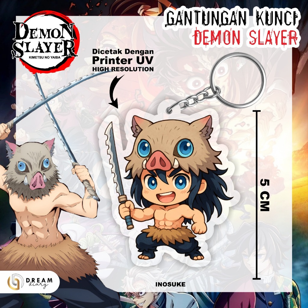 พวงกุญแจตัวละคร GUNGAN Demon Slayer - พวงกุญแจกระเป๋า - พวงกุญแจอะคริลิคตัวละคร Inosuke
