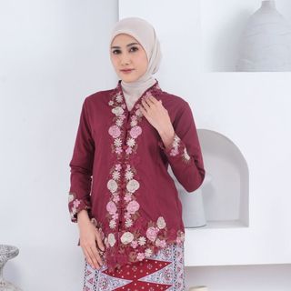 Adeeva Series Kebaya, Modern Embroidered Encim Kebaya, Long Sleeves, Traditional Graduation Kebaya