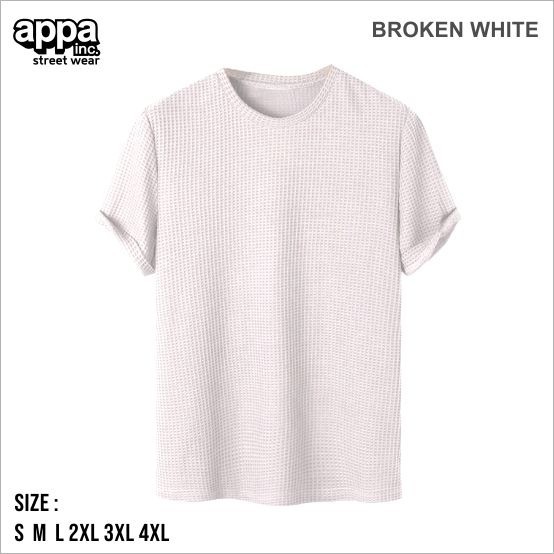 Appa Inc Streetwear - เสื้อยืดสีพื้น Basic Waffle Kenit เสื้อยืดแขนสั้นสีขาวหักขนาด S - 4XL