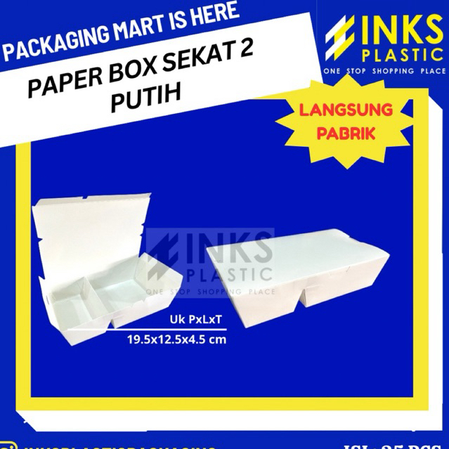 PAPER LUNCH BOX 2 SEGMENTS PLAIN WHITE PAPER BOX LUNCH BOX