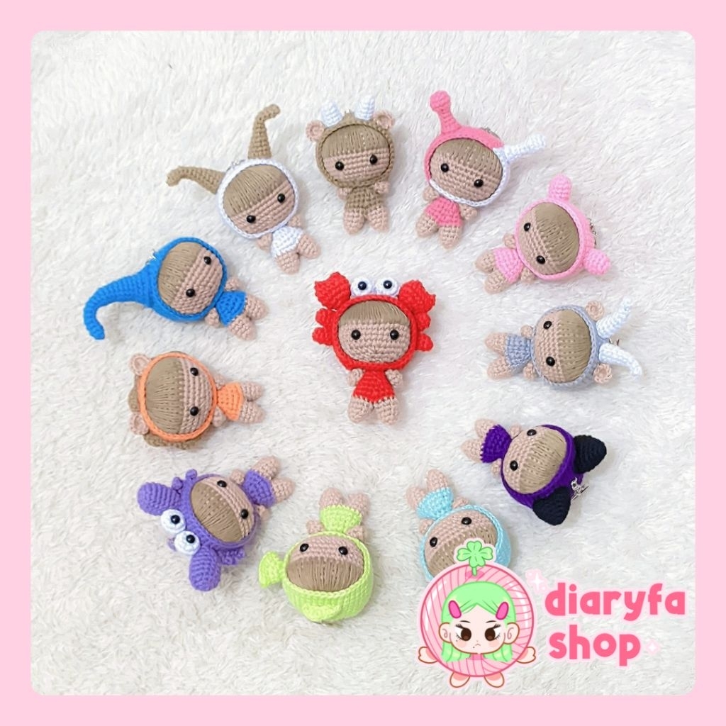 GANTUNGAN ZODIAC CHARACTER KNITTED KEYCHAIN