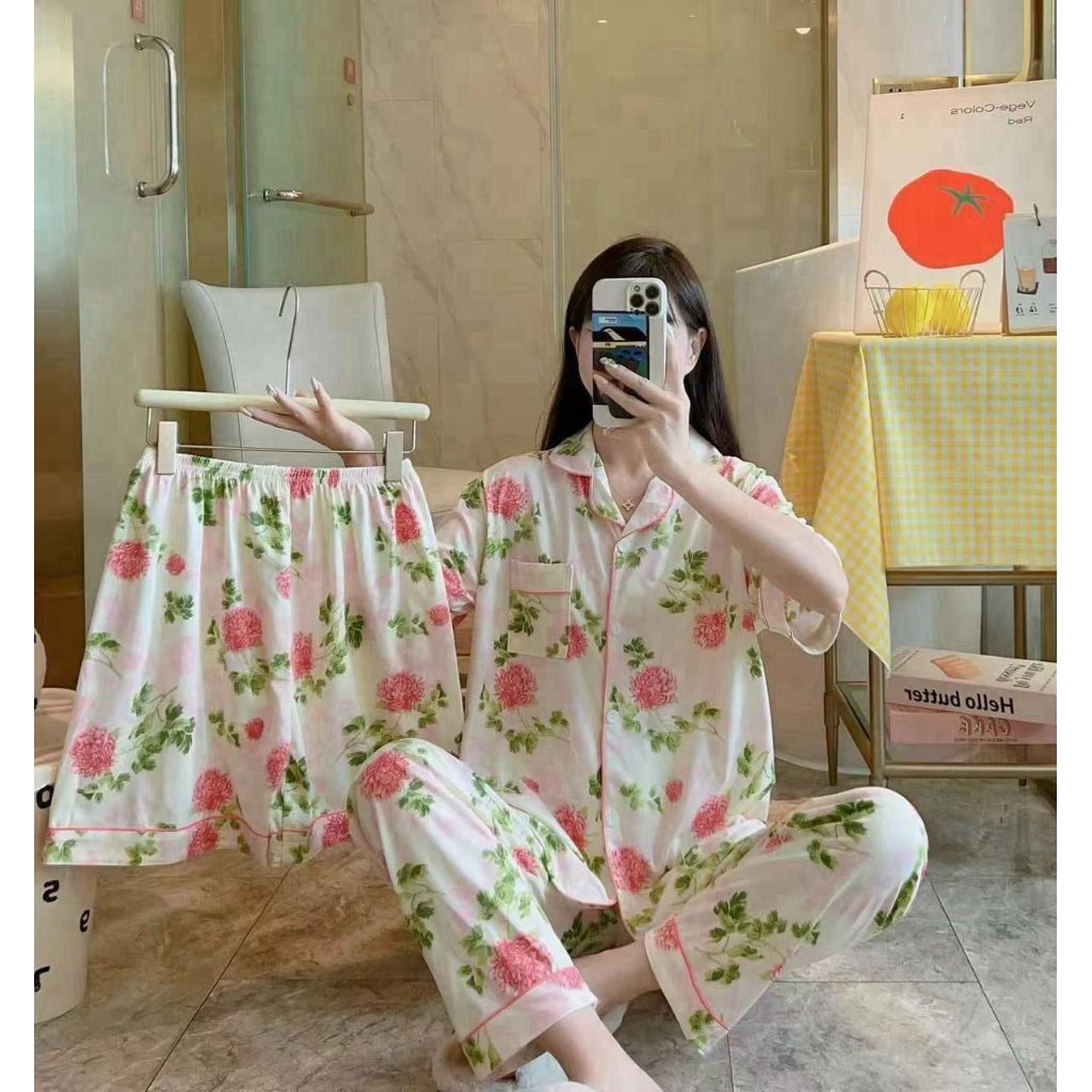 LEISURE WEAR| [3 in 1]ชุดนอนสตรีลายสุนทรียศาสตร์| ชุดนอนโคซี่