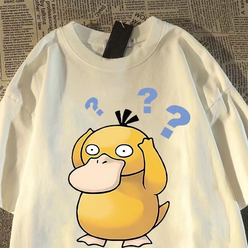 เสื้อยืดลาย Psyduck Bingung & Question Mark: น่ารักและพกพาสําหรับสไตล์ลําลองทุกวัน