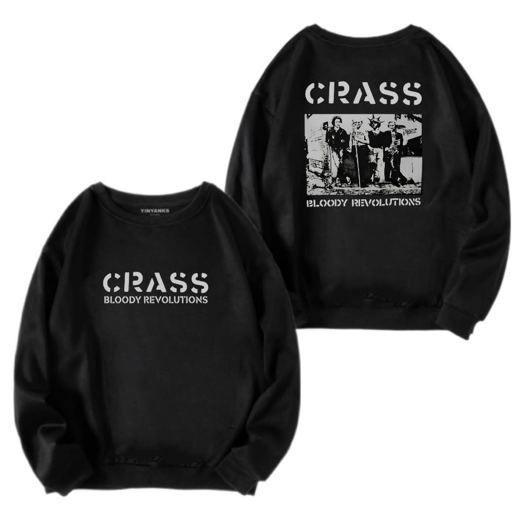 The Getooxs - Crewneck Crass Revolutions Unisex สีดํา
