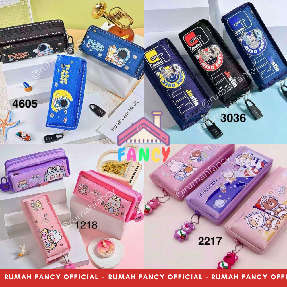 กล่องดินสอซิป GANTUNGAN + กุญแจล็อค PASSWORD / ไม้แขวนเสื้อลายเฉพาะและน่ารักสําหรับเด็กชายและเด็กหญิ