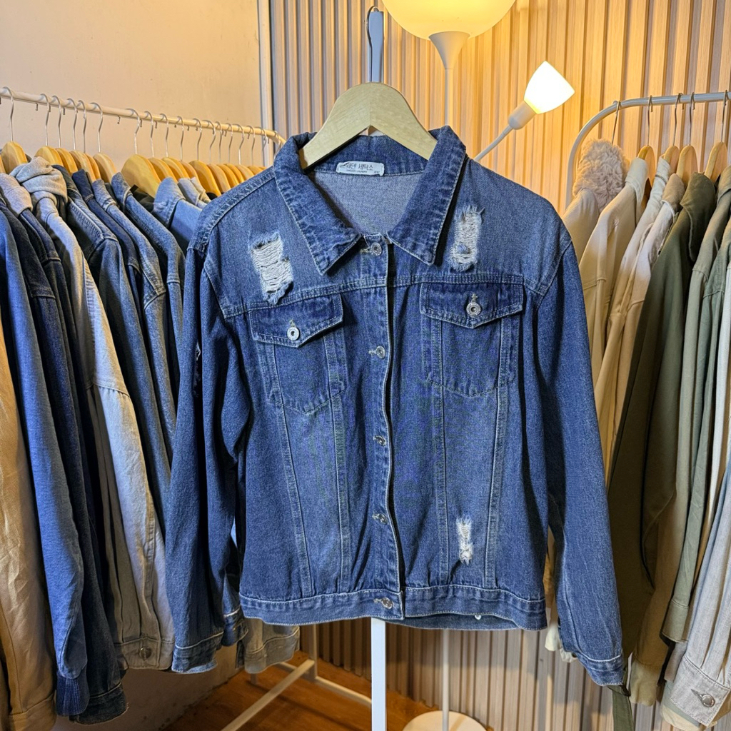 เสื้อแจ็คเก็ตยีนส์ผู้หญิง Ripped BRAND SWEDEN LAUNDRY