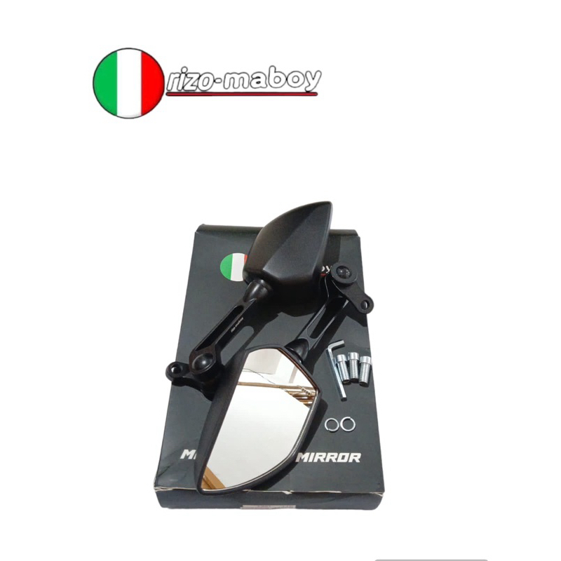 Rizo-maboy Racing - DUCATI Rizo-maboy Black Series กระจกมองหลังกระจกสีขาว Universal สําหรับรถจักรยาน