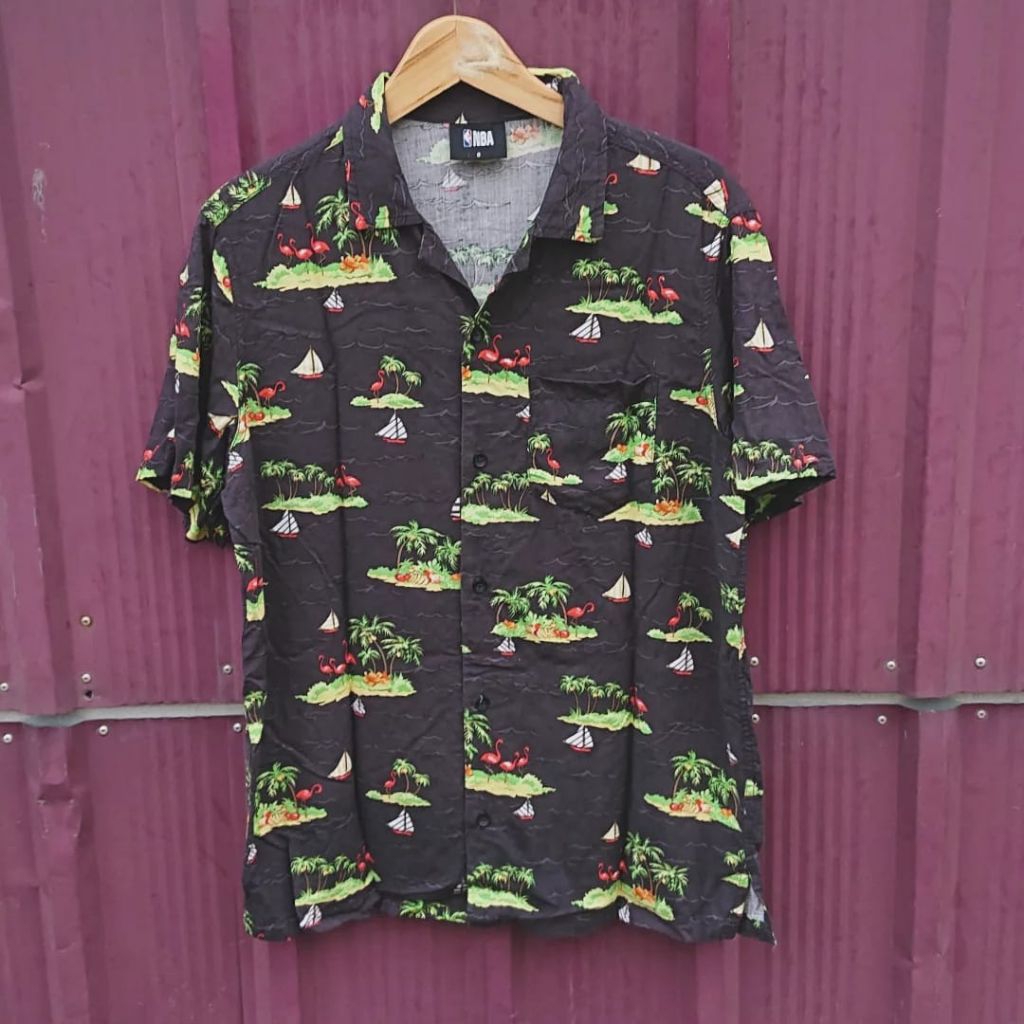 KEMEJA Nba เสื้อคอปกเปิดพิมพ์ลายเต็ม