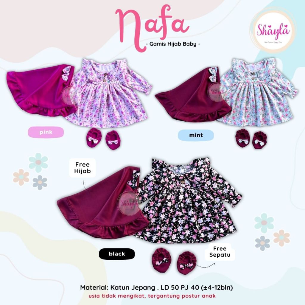 [ ata.id kids ] Nafa Gamis hijab girl ฟรีรองเท้า by Syahla