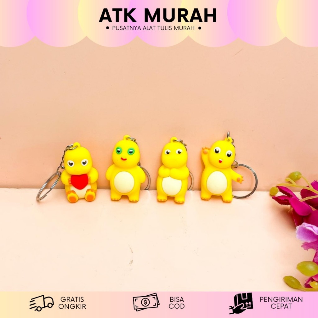 GANTUNGAN DINO NAILONG HAT RUBBER KEYCHAIN GK-1836 สีเหลือง DINO KEYRING KEYCHAIN