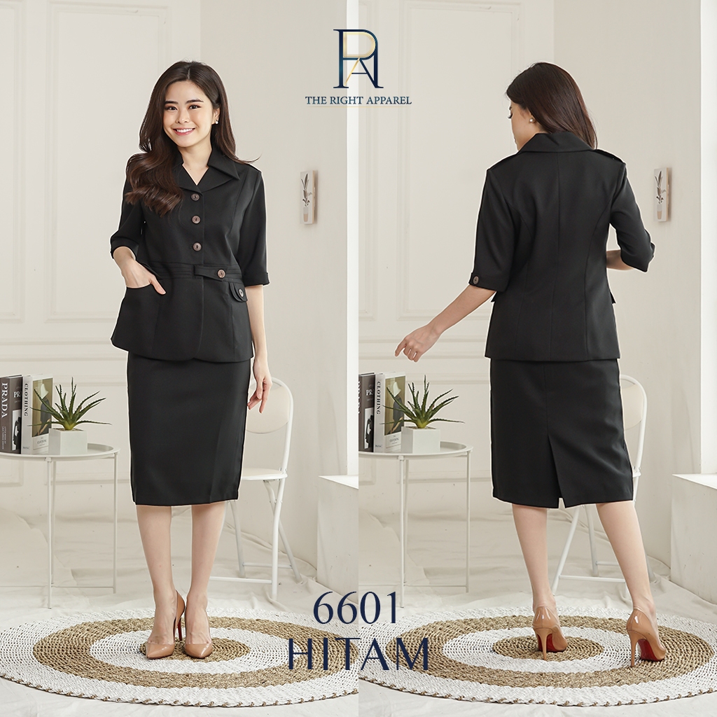 เสื้อสูทผู้หญิงคอปกแจ็คเก็ตปีกกว้าง แขนสั้น ผูกเอว กระเป๋าล่าง 2 ใบ ชุด ROKA / SHORT SKIRT / กางเกงข