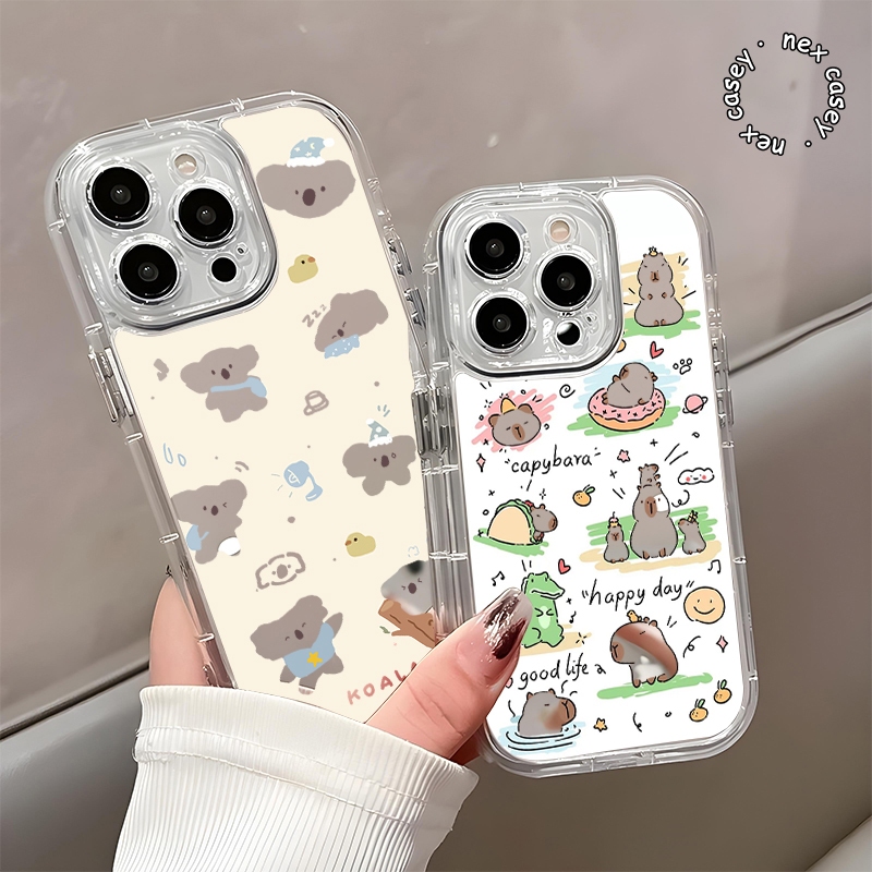 CASE CASING MIRROR CLEAR MOTIF CUTIES CAPYBARA COMPATIBLE สําหรับ OPPO A1K A3 A3S A3X A5 A5S A6 A6X 