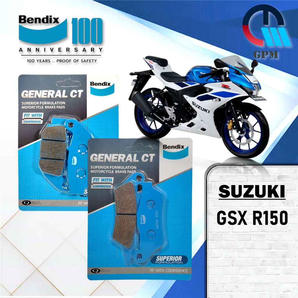 ผ้าเบรคหน้าและหลังสําหรับ Suzuki GSX R150 Bendix MD53 MD30