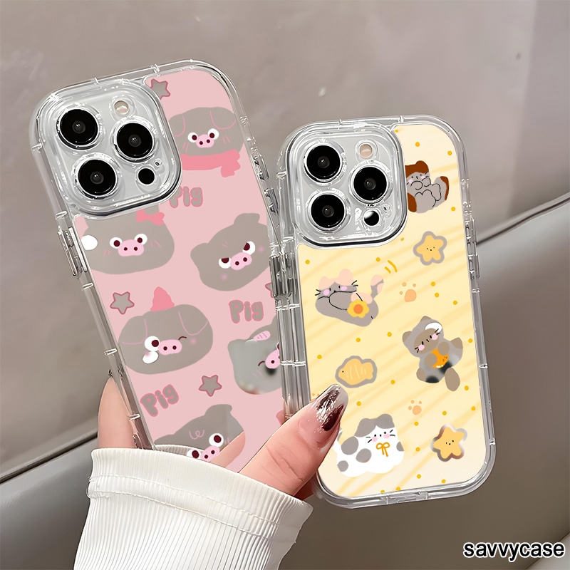 CLEAR SILICONE CASE น่ารัก ANIMAL COMPATIBLE MOTIF สําหรับ OPPO F1S F5 F7 F11 RENO 4 4F 5F 6 7 7Z 8T