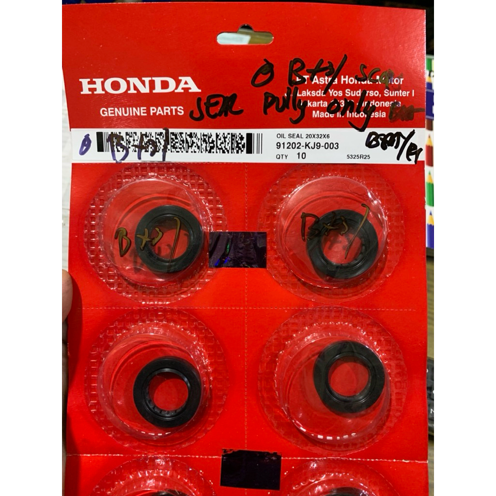 Honda 91202-KJ9-003 ซีลน้ํามัน Sil 20X32X6 As Puly Pulley Matic Beat Scoopy Spacy Vario 110 125 150