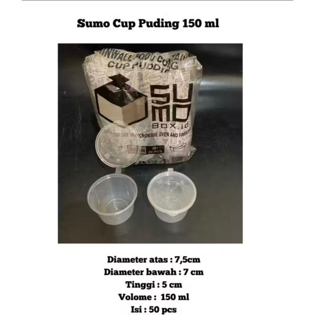 ถ้วยน้ําจิ้ม Twinwall 150ml พร้อมฝาเชื่อมต่อ / ถ้วยพุดดิ้งตราซูโม่