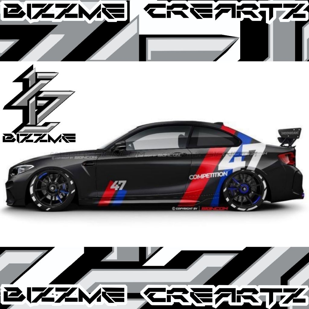 BIZZME CREARTZ รถสติกเกอร์ตัดสติกเกอร์ซีดานกราฟิก Striping Racing Sport Nopung ฟรีที่กําหนดเองสามารถเป็นรถ