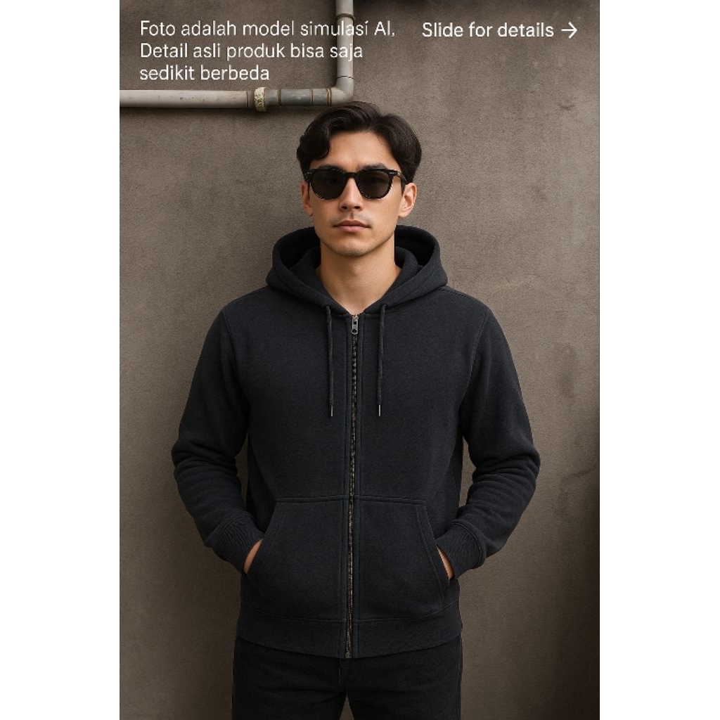 เสื้อฮู้ดมีซิปลําลอง UN**L0 O1 ไซส์ M fit L (P69 x L54)