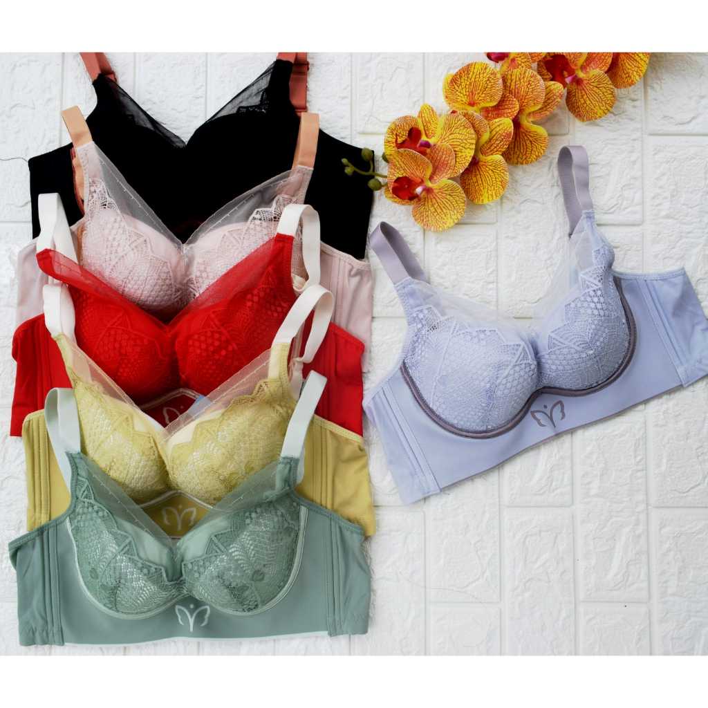 BBS 219 โฟมขนาดกลาง BRA พร้อม Underwire Pushup BRA Cup B กว้างด้านข้าง 4 ตะขอเต็มถ้วย V คอปรับสายคล้