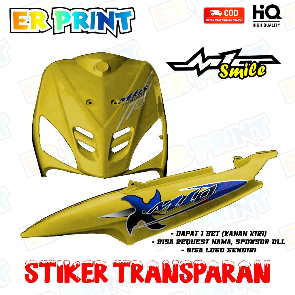 Mio Smile สติ๊กเกอร์ใส Anti-Fade Cool Mio Smile Striping Yamaha Mio Smile Striping ดีไซน์ซูริเคน