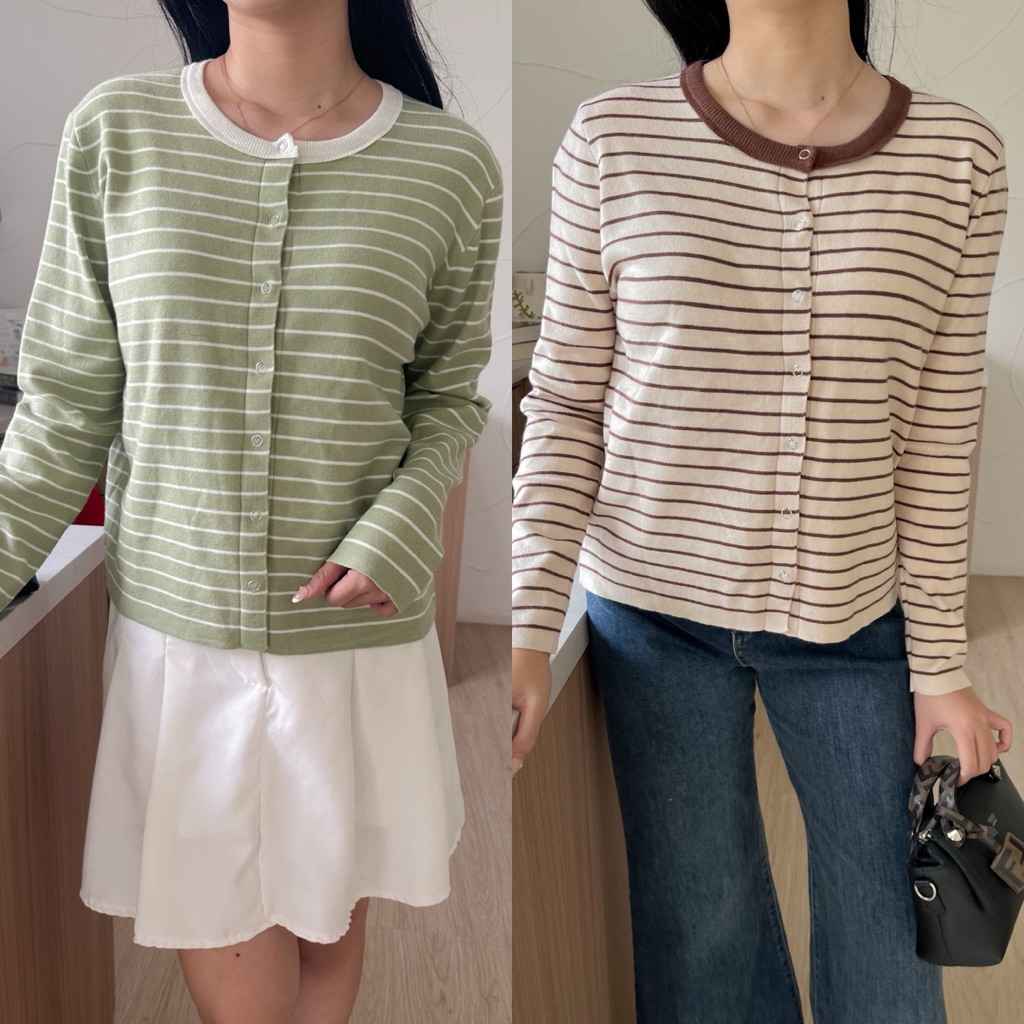 Topteen - เสื้อคาร์ดิแกนผ้าถักลายทาง Vara