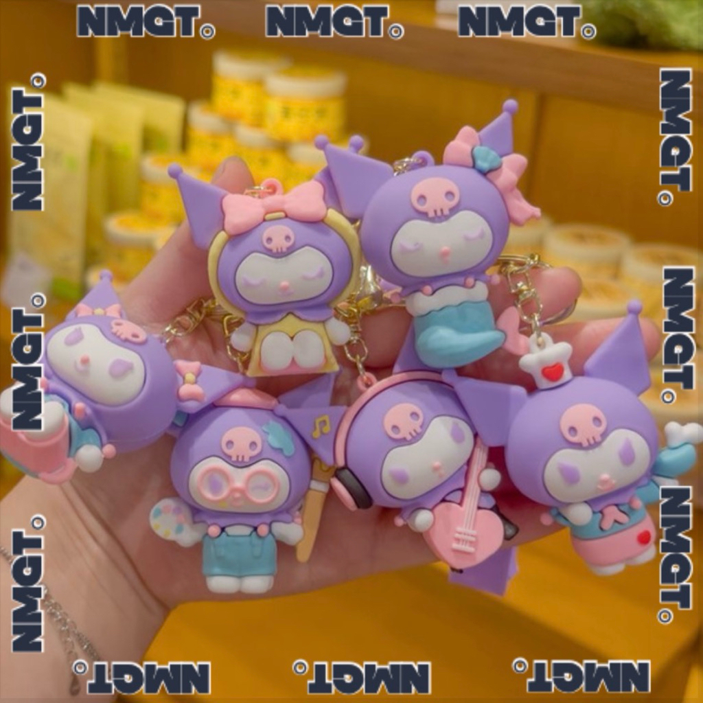 GANTUNGAN Sanrio Kuromi 3D พวงกุญแจ / พวงกุญแจรถจักรยานยนต์รถยนต์ Sanrio Kuromi น่ารัก / พวงกุญแจน่า