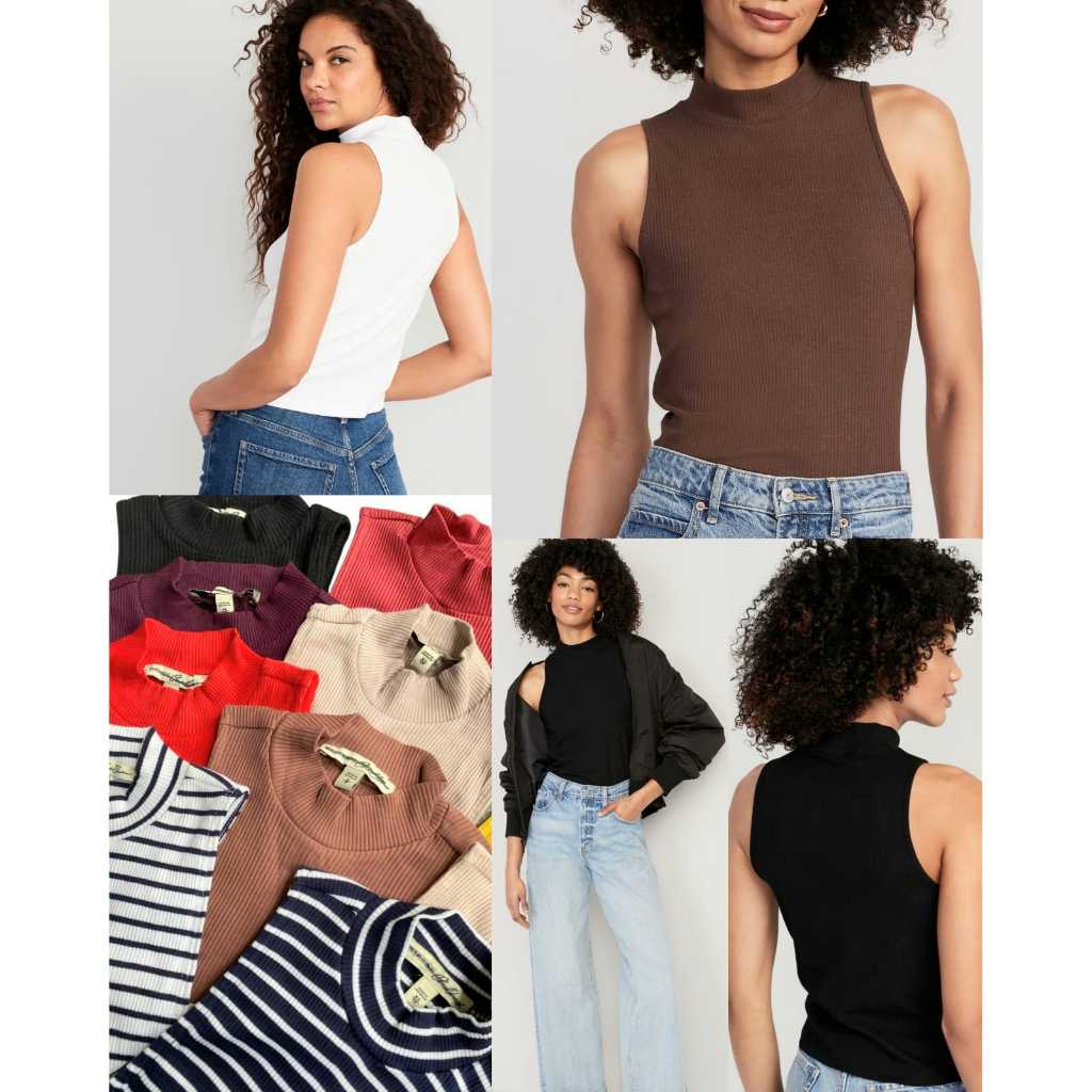 เสื้อกล้ามสตรีคอจําลองวัสดุซี่โครงเย็น | เสื้อกล้ามซี่โครงคอสูงผู้หญิง - EXP-9544