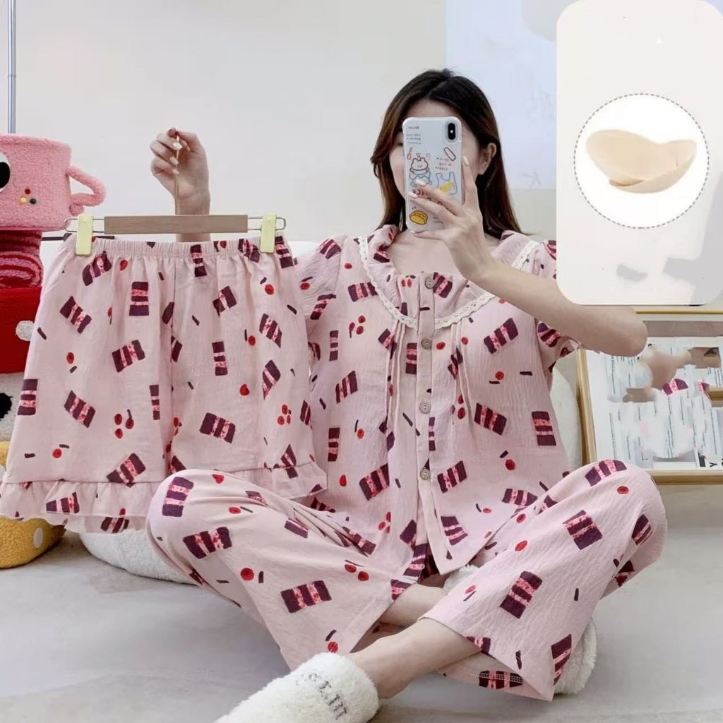 JF - IMPORTED 3IN1 SILK SATIN PAJAMA SET / 3IN1 SATIN PAJAMA SET / 3IN1 LUXURY PAJAMA