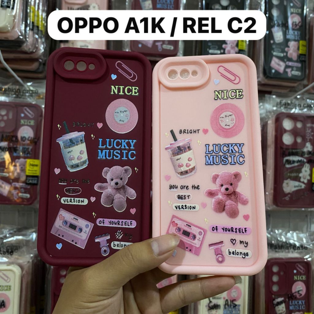 OPPO A1K / RELME C2 MILK TEA BEAR MOTIF SILICONE CASE