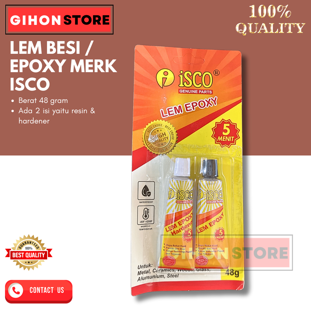 ISCO BRAND IRON GLUE / EPOXY GLUE COTENTS 2 RESIN & HARDENER