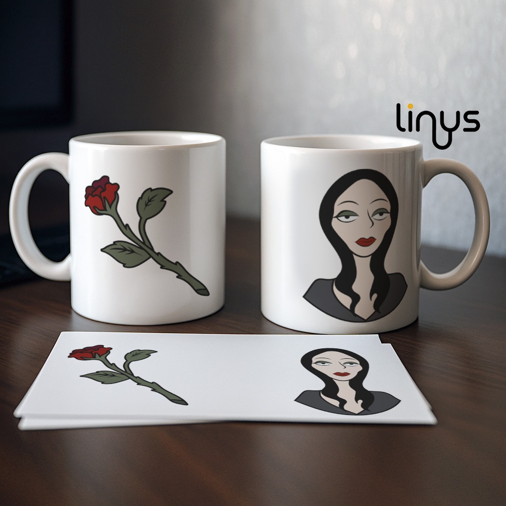 กาแฟแก้ว Addams Family Morticia และ Rose