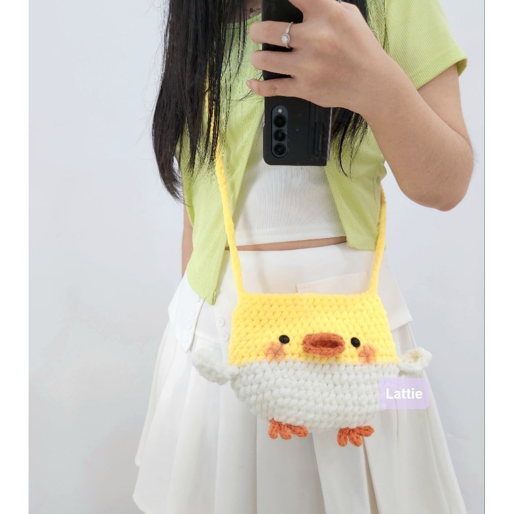 HANDMADE DUCK BAG/DUCK BAG/KNITTED BAG/DUCK CROCHET BAG/KOREAN BAG/KOREAN BAG/SLING BAG/CUTE BAG