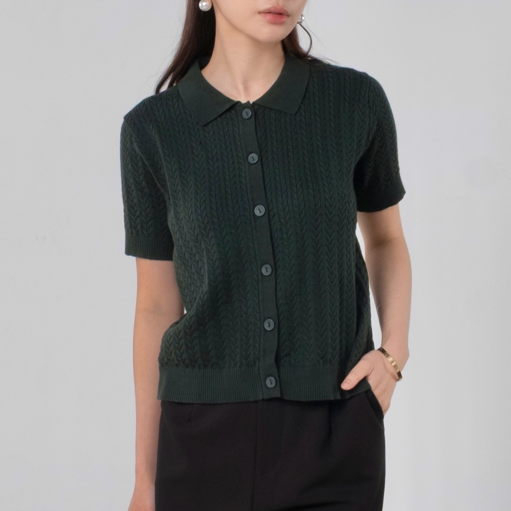 CIELLE KNIT TOP / เสื้อถักคอปก / เสื้อถักโปโล