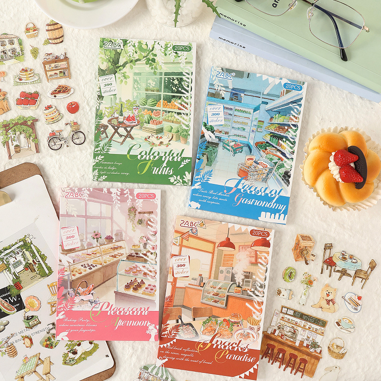 [Artopia] MWSG Sticker Book Theme Shop Shop Bread Bakery Supermarket Fruit Sticker Book PET