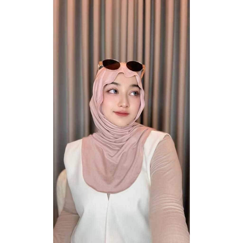 Hijab Bergo Jisso Huma Jersey Flowly Lightweight ไซส์ M.