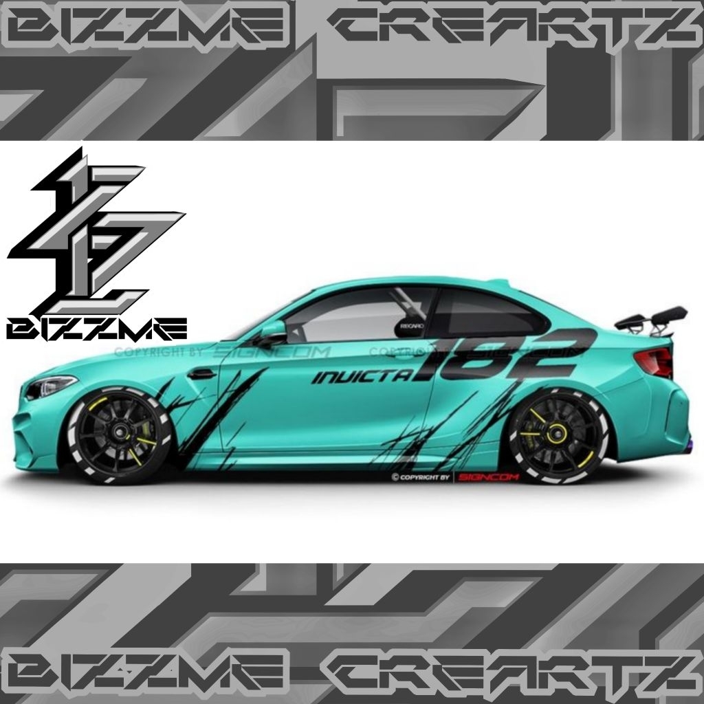 Bizzme Cbacktz สติกเกอร์รถตัด Striping ซีดาน Invicta 182 สามารถปรับแต่งด้วยการเขียนและตัวเลข Nopung Racing Sport Racing รถ