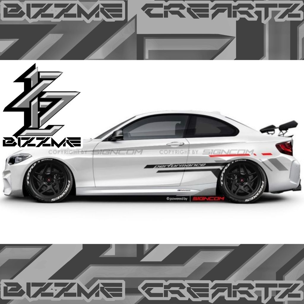 BIZZME CREARTZ สติกเกอร์รถตัด Striping ซีดาน Simple Minimalist Performance Racing Sport สามารถปรับแต่งด้วยขนาดการเขียนและรถพร้อมการออกแบบสปอร์ตและรูปลักษณ์ทันสมัย