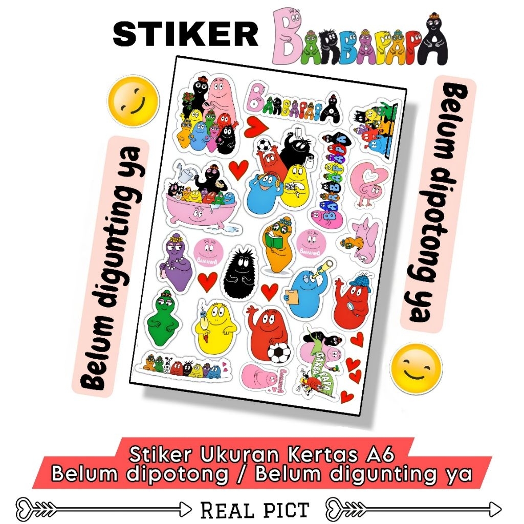 สติ๊กเกอร์ BARBAPAPAS / สติ๊กเกอร์ไวนิลขนาด A6 / สติ๊กเกอร์ / สติ๊กเกอร์น่ารัก