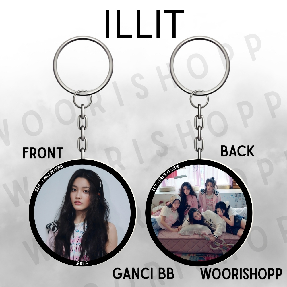 GANTUNOFFICIAL ILLIT NIGHT OUT KEYCHAIN REVERSIBLE KEYCHAIN KPOP UNOFFICIAL IROHA MINJU MOKA WHANEE 