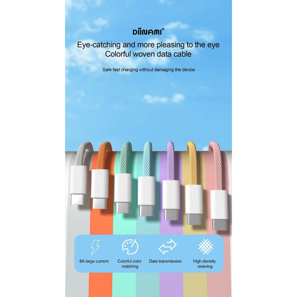 สายชาร์จข้อมูล DINAMI macaron DM-015 (type C ถึง Type C) รองรับสูงสุด 65w 1 เมตร 24 เดือนสําหรับ iph