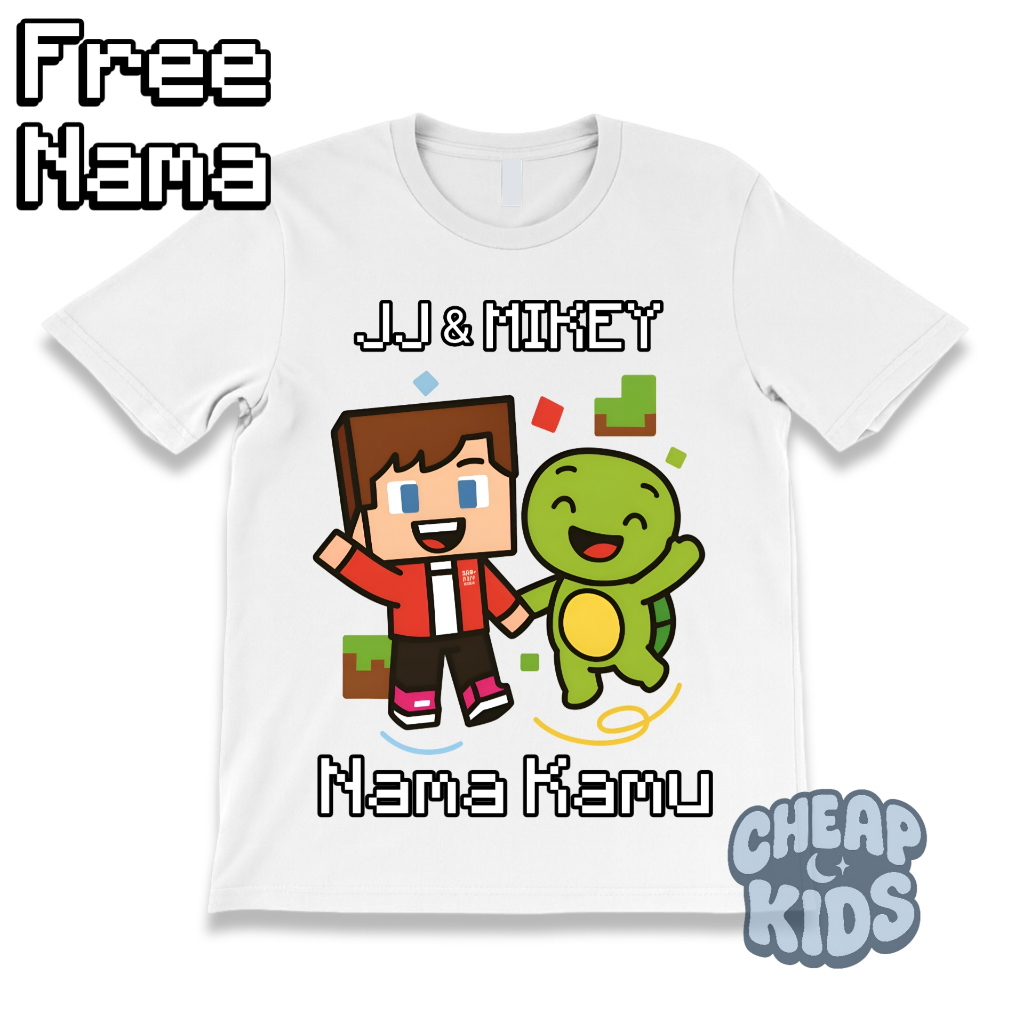 Jj Mikey Minecraft เสื้อยืดเด็ก / JJ Mikey Minecraft เสื้อยืดเด็กชื่อฟรีด้านบน