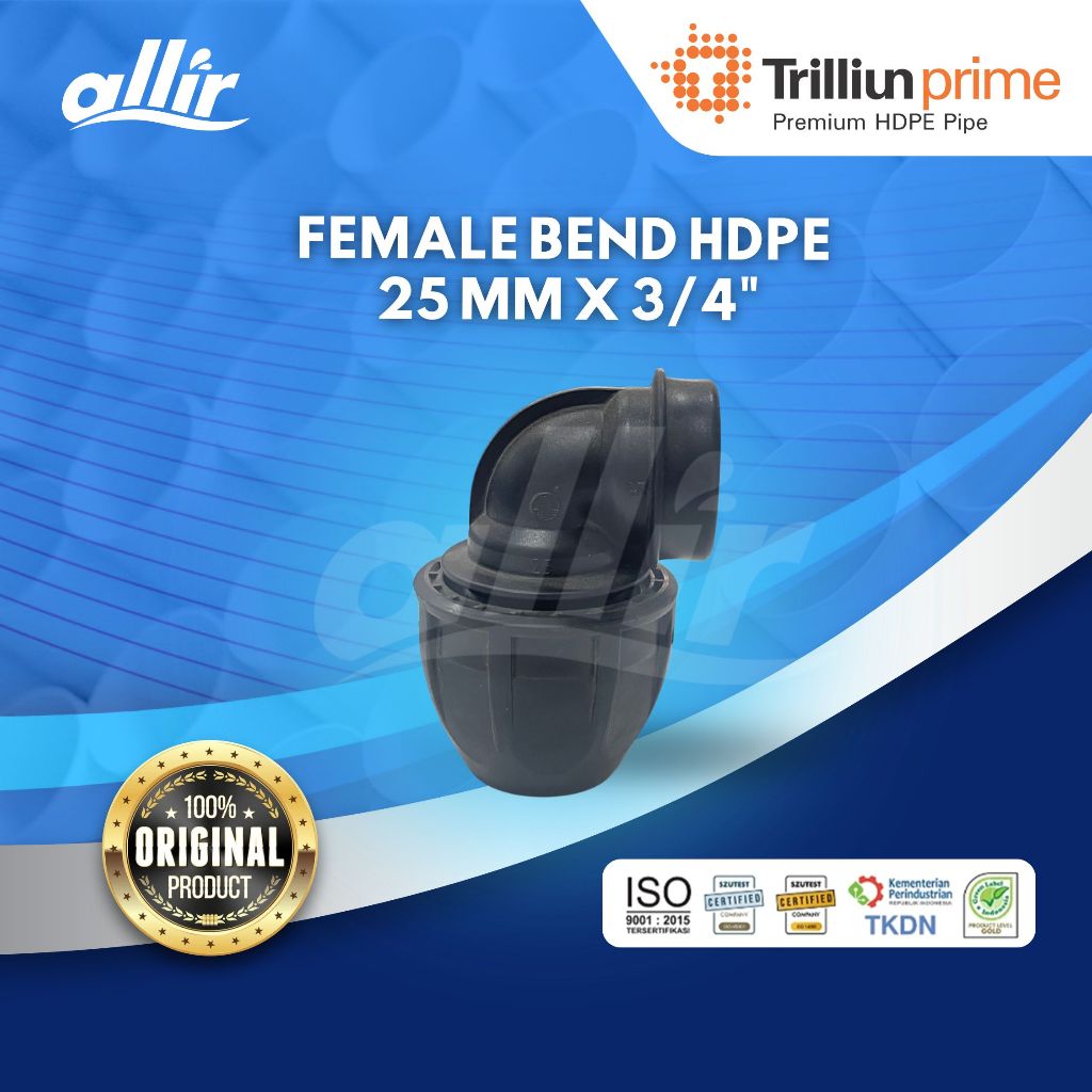 Allir - Trilliun Female Bend HDPE 25 mm x 3/4" HDPE Female Fitting 25 mm x 3/4"