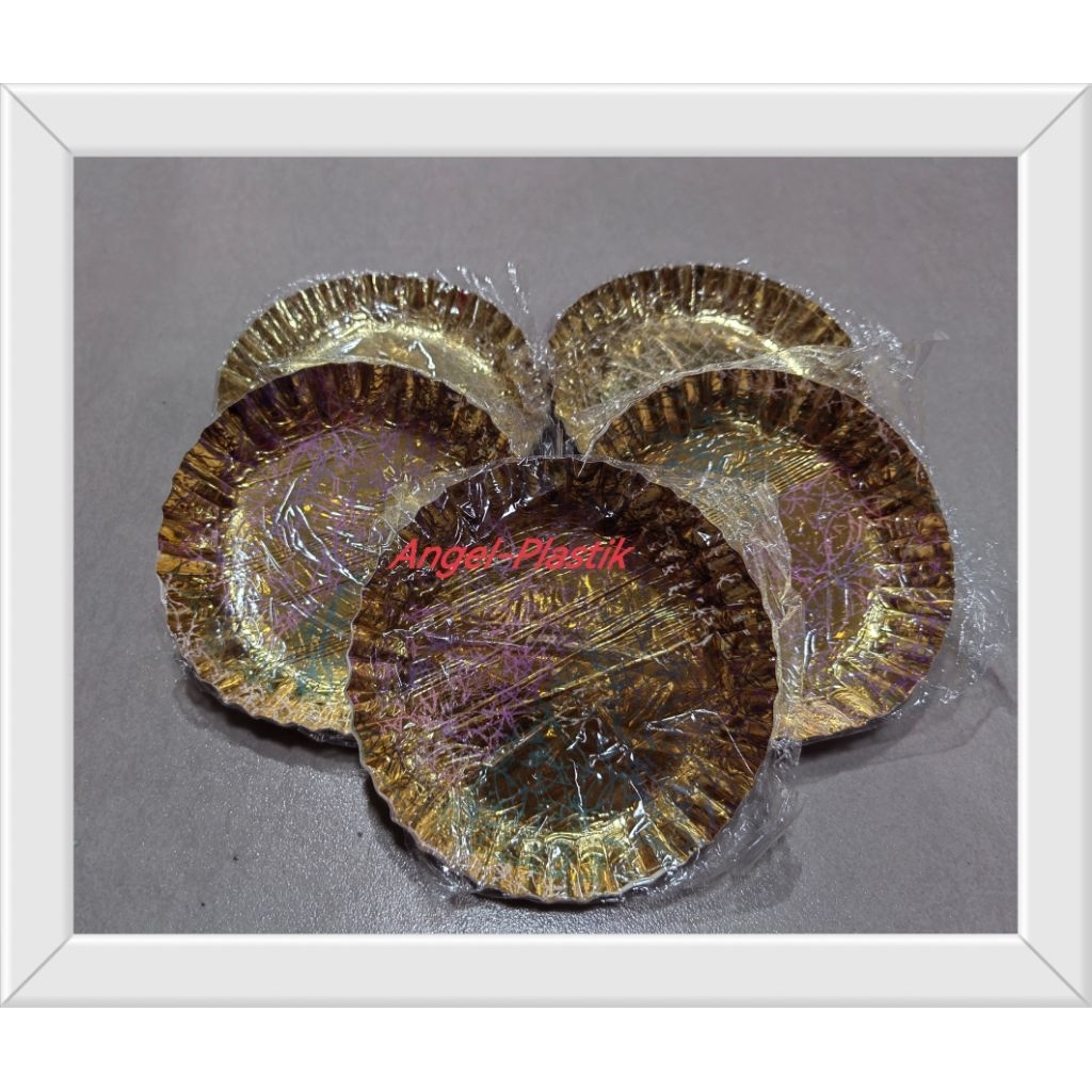 (10 ชิ้น / 12 ชิ้น) GOLD SILVER PIRNG วันเกิดเค้ก MOTIF | PAPER PLATE CAKE TART PLATE PAPER GOLD SIL
