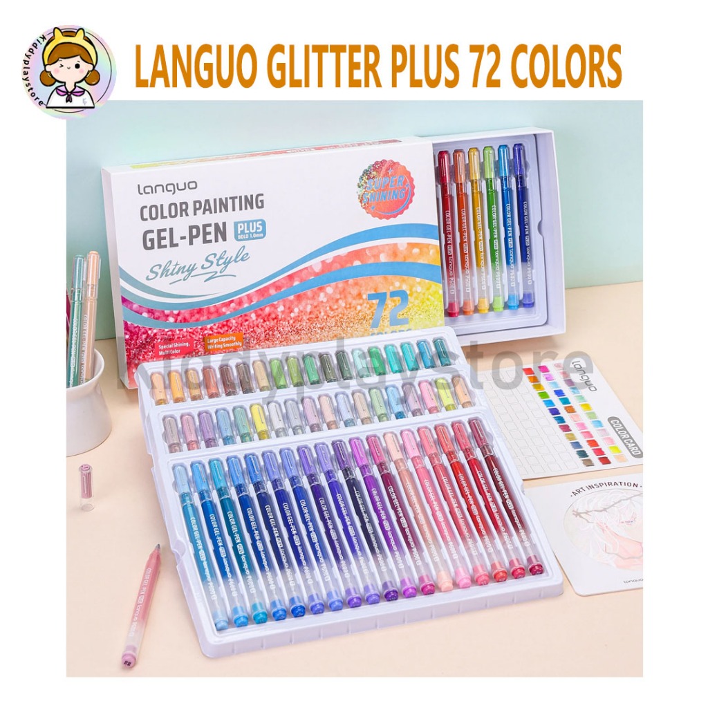 Languo Glitter Gel Pen Plus 72 สี / Shining Gel Pen Bright & Shiny Colours