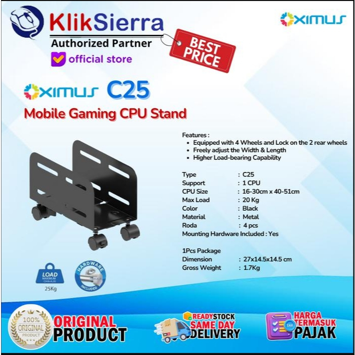 OXIMUS C25 CPU Tray Rack - PC Holder Mobile Gaming CPU Stand PC Gaming Wheel Rack Stand