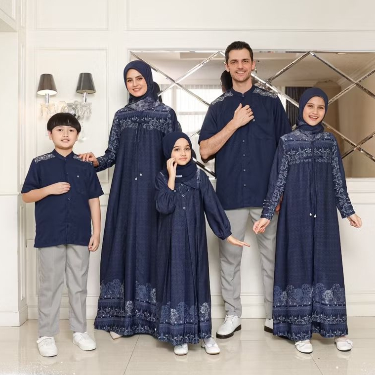 ETHICA LADIVA LAVISH INDIGO Sarimbit Family Eid 2026 Gamis Ladiva 51 ชุดครอบครัวมุสลิม
