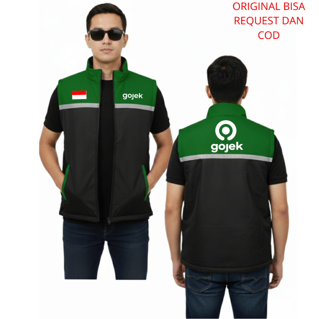 สินค้าใหม่!!! Gojek Vest / เสื้อกั๊ก Gojek ล่าสุด Gojek Driver Vest เสื้อกั๊กรถจักรยานยนต์ผู้ชายเสื้