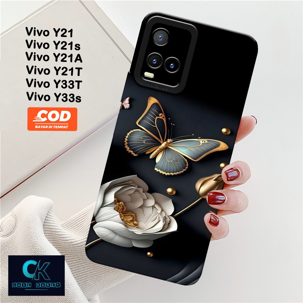 HP เคส Vivo Y21 / Y21s / Y21A / Y21T / Y33T / Y33s - เคสแฟชั่นผีเสื้อ - เคสยาง - เคสโทรศัพท์ Vivo ล่