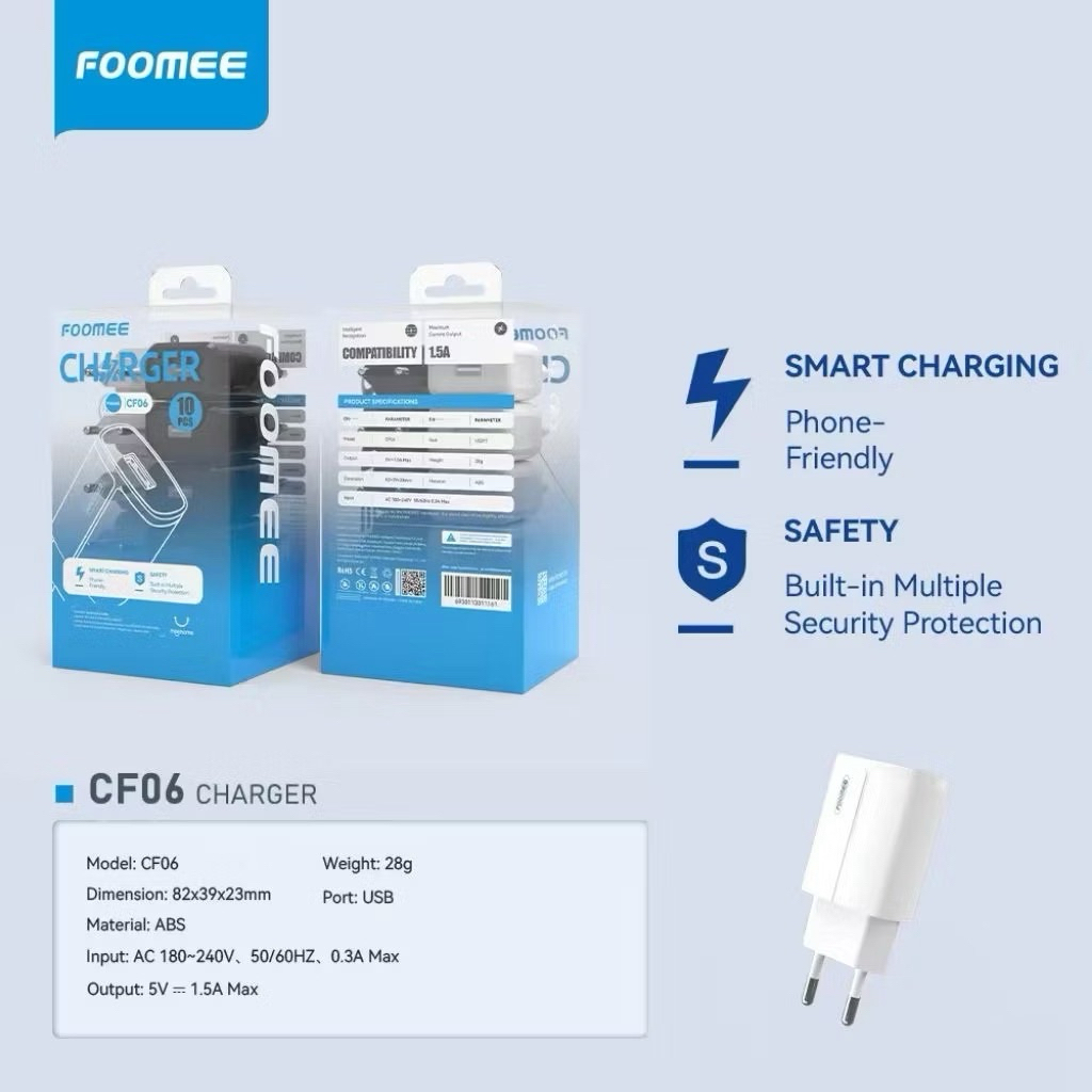Foomee CF06 / CF16 / CF36 Fast Charging Charger Adapter, Foomee Charger Batok ปลีก 1 ชิ้น