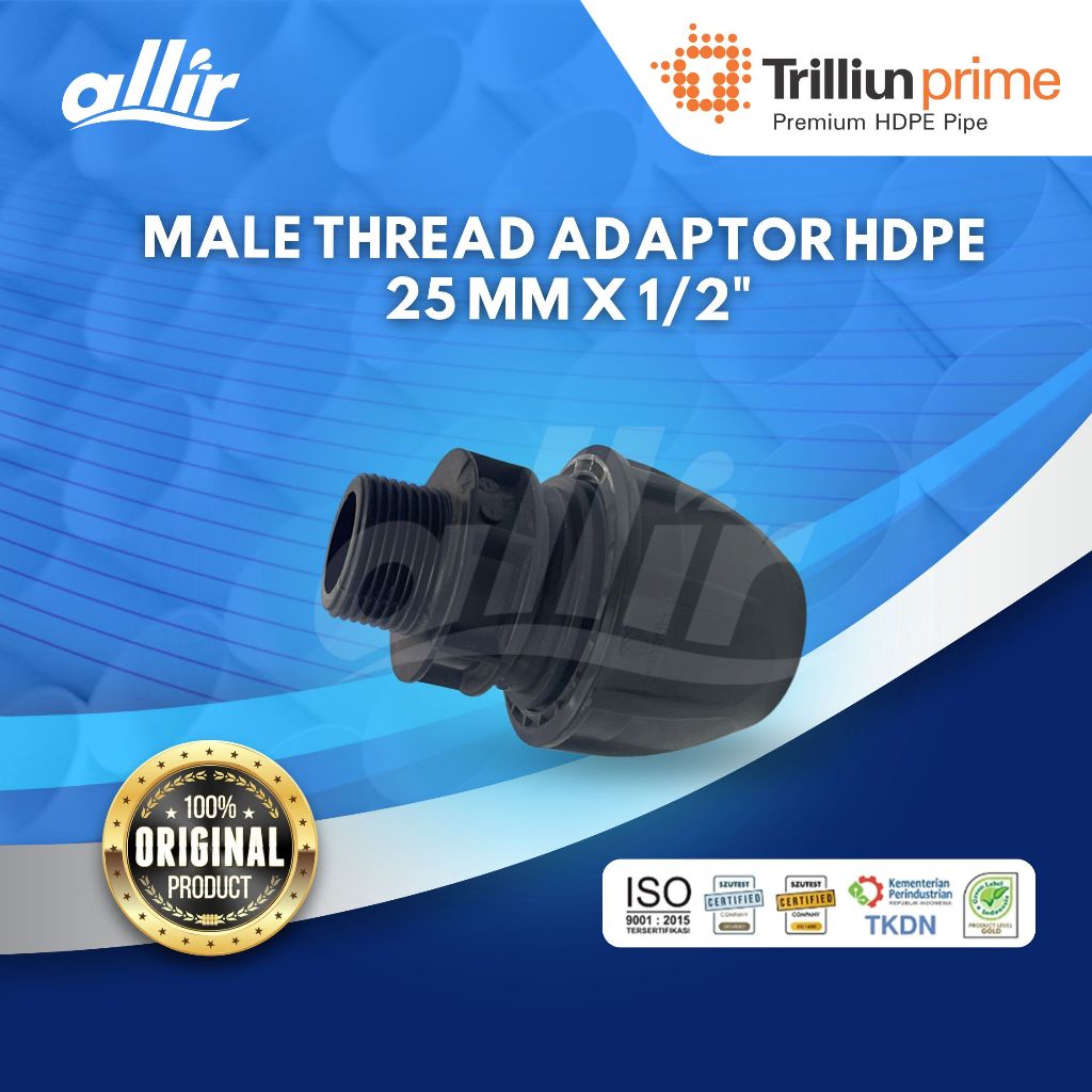 Allir - Trilliun Male Thread Adapter HDPE 25 mm x 1/2" Fitting Male HDPE 25 mm x 1/2"